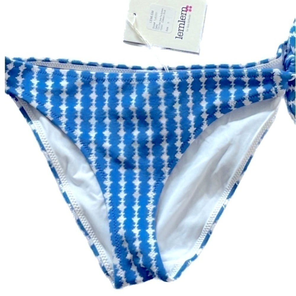 Lemlem Zala Printed High Waist
Bikini Bottom New Blue swimsuit, swimwear XS new
